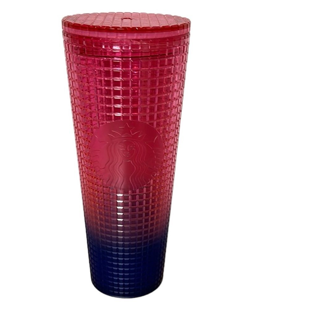 Starbucks 2022 Disco Ombre Watermelon Studded Grid Cold Cup Tumbler Venti 24 oz